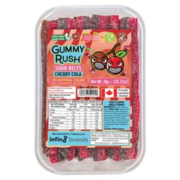 Gummy Rush Cherry Cola Sour Belts Tub 1kg