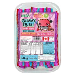 Gummy Rush Berry Bonanza Sour Belts Tub 1kg