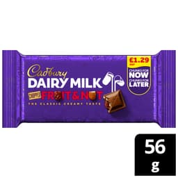 Cadbury Dairy Milk Fruit & Nut Chocolate Bar 56g £1.29 PMP