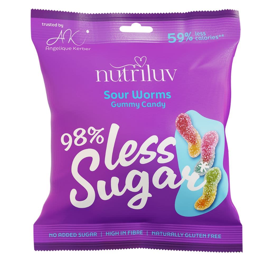 Nutriluv Less Sugar Sour Worms Gummy Candy Bag 50g