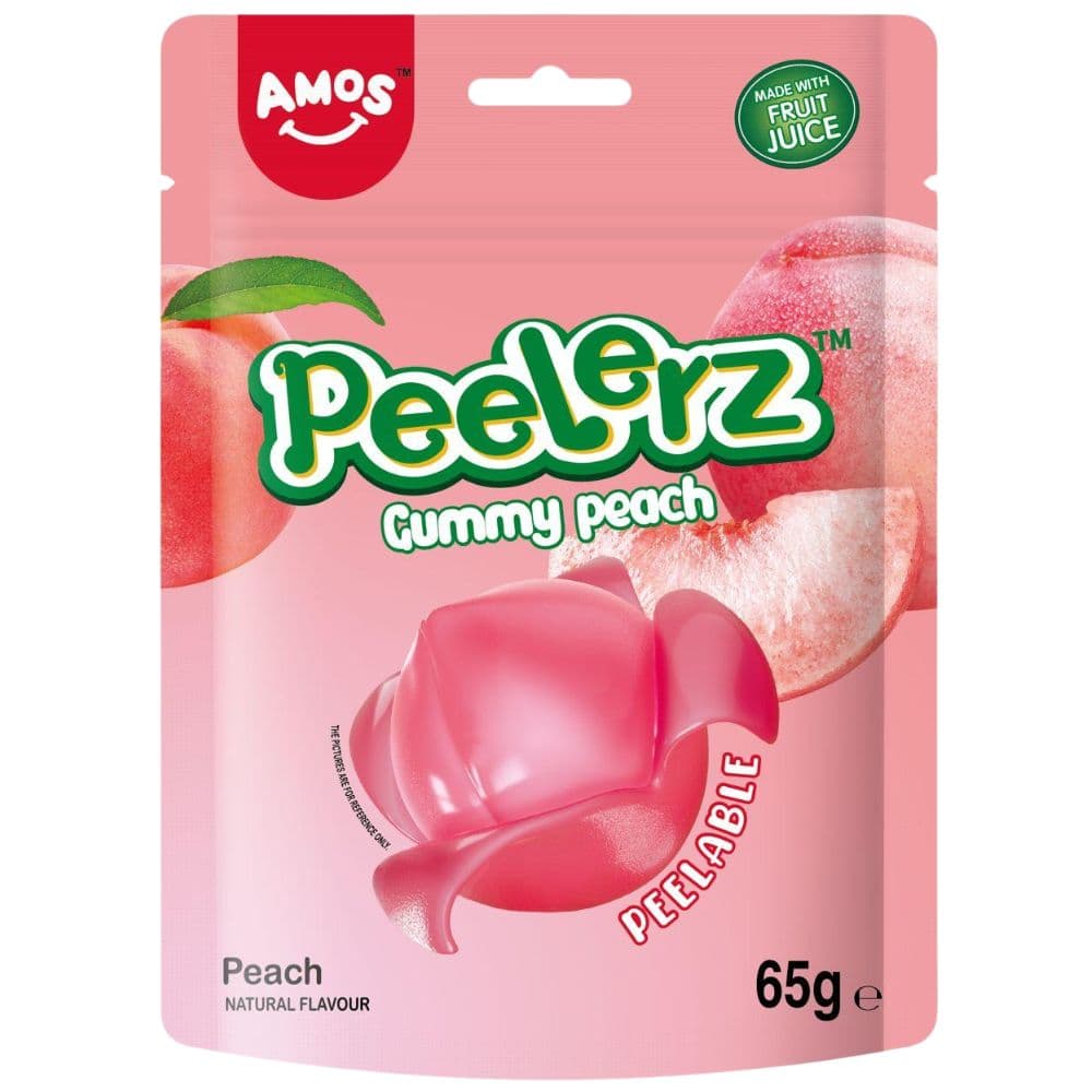 Amos Peelerz Gummy Peach Flavour Pouch 65g