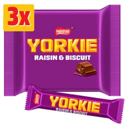 Yorkie Raisin & Biscuit Chocolate Bar 3 Pack Multipack 132g