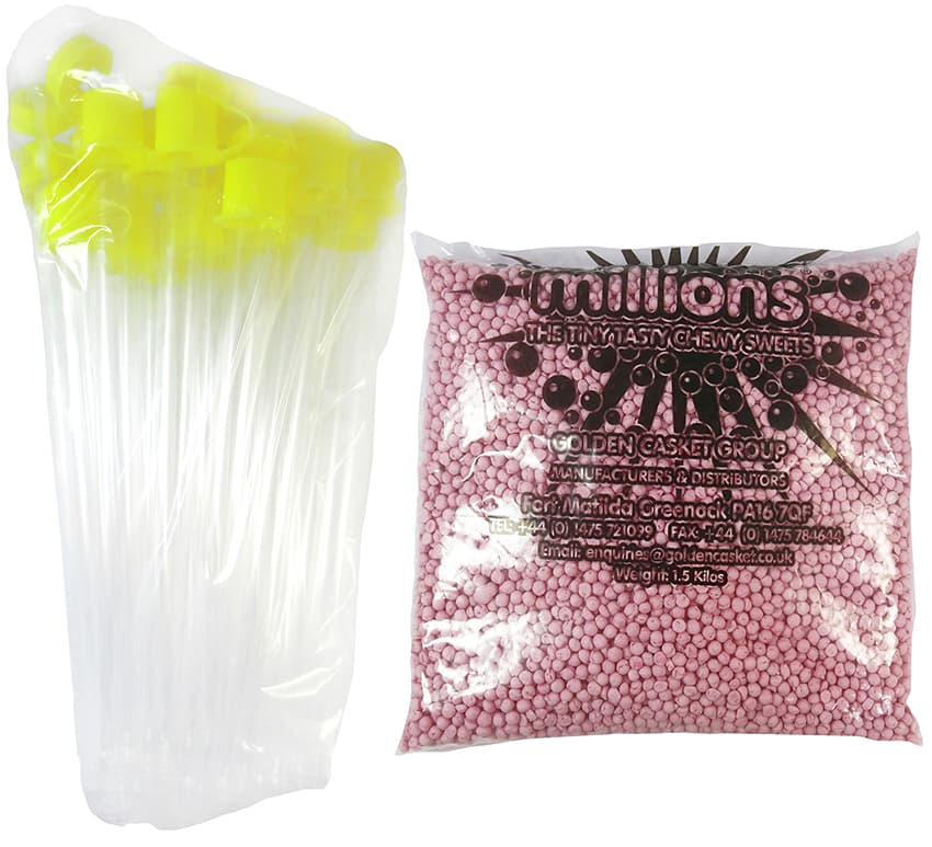 Millions Strawberry 1.5kg Bag + 25 Tubes