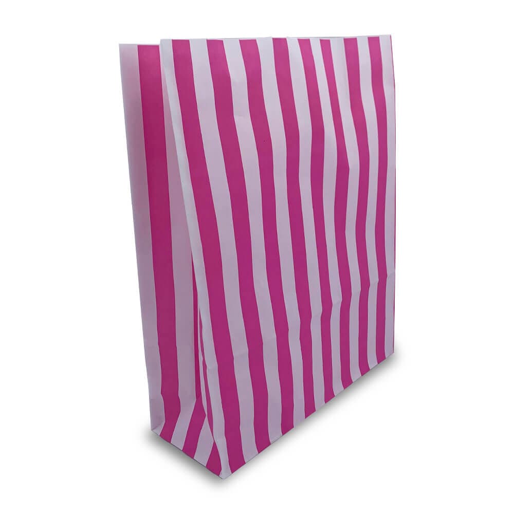 Large Pink Candy Stripe Paper Bags
