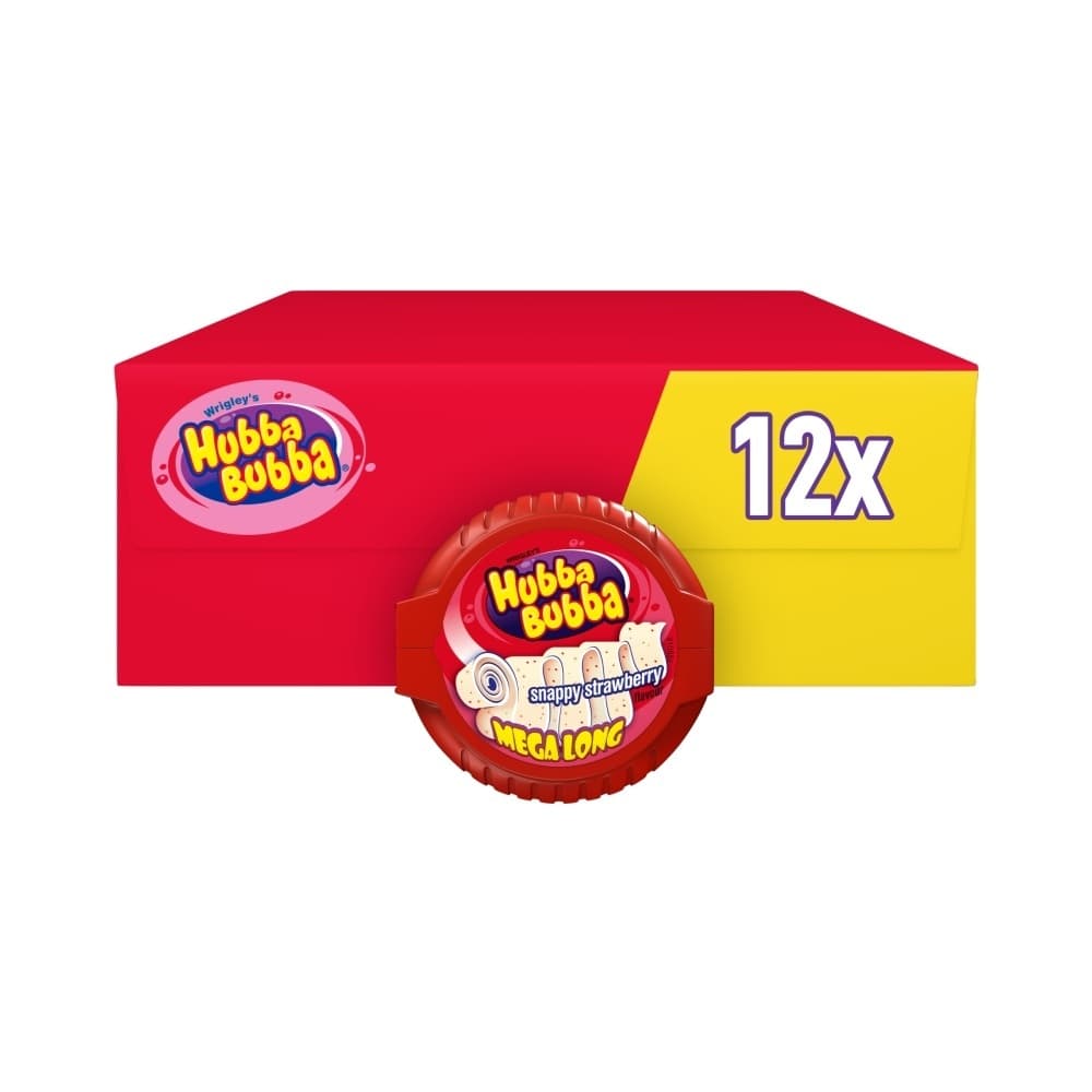 Hubba Bubba Snappy Strawberry Bubble Gum Mega Long Tape 56g