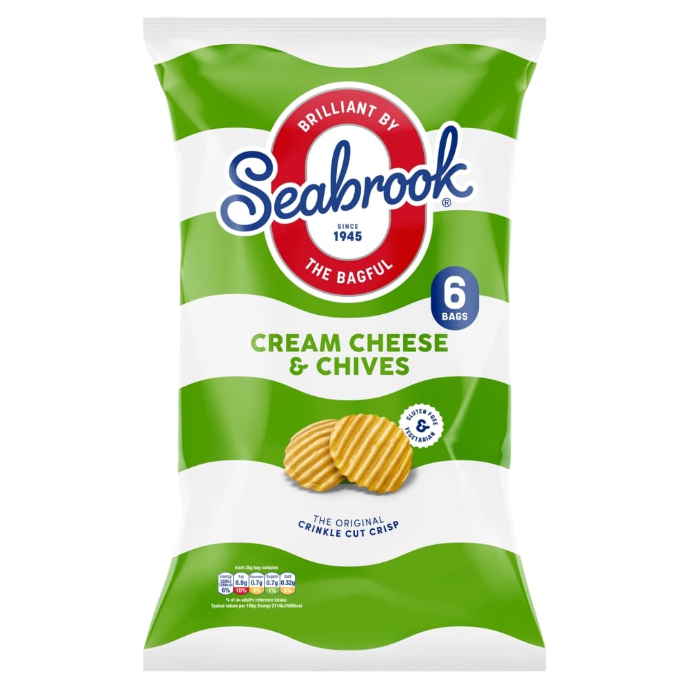 Seabrook Cream Cheese & Chives Crinkle Cut Crisps 6 Pack
