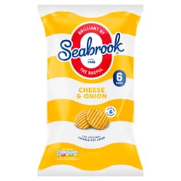 Seabrook Cheese & Onion Crinkle Cut Crisps 6 Pack