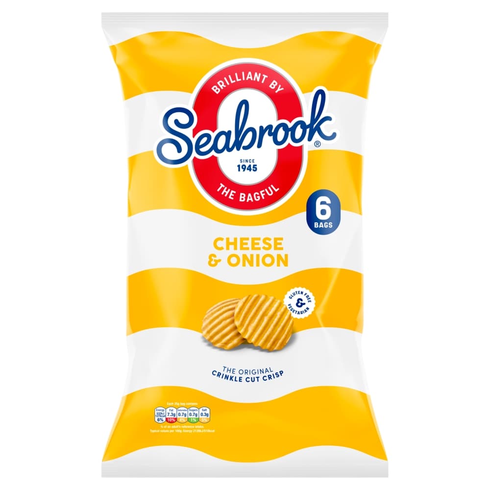 Seabrook Cheese & Onion Crinkle Cut Crisps 6 Pack