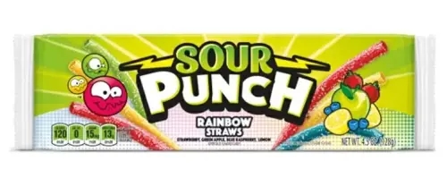 A Box of Sour Punch Rainbow Straws