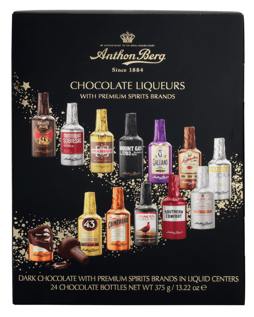 Anthon Berg Chocolate Liqueur Bottles Assorted Liqueurs 16-pc Bo Anthon Berg Chocolate Liqueur Bottles Assorted Liqueurs 16-pc Bo